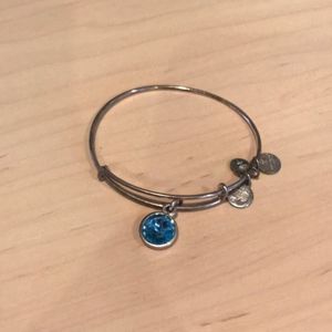 Alex and Ani Aquamarine Stone Charm Bangle
